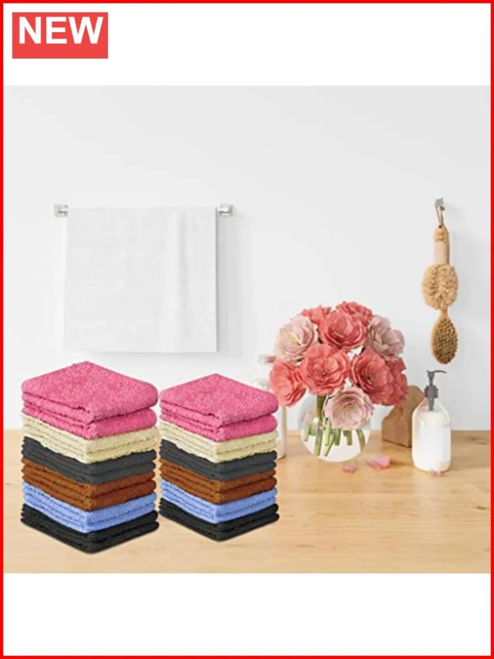 24 Pack 100% Cotton Washcloths Soft Absorbent Face Towels 12x12